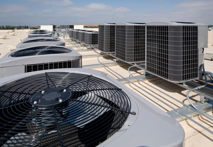 Rows of commercial HVAC units.